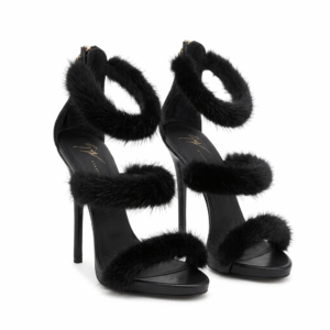 Furry Ankle Strap Sandals - 38