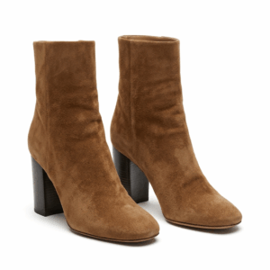 Camel Leather Ankle Boots - 36