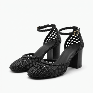 Braided Leather Heel Sandals - 37