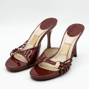 Wine Red Heeled Mules - 38.5