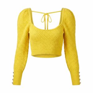 Cropped Knit Puffy Sweater - 36