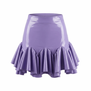 Ruffled PVC Mini Skirt - 36