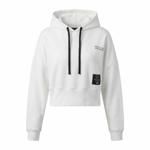 White Cropped Loose Hoodie - S