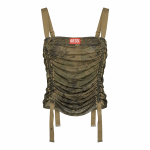 Camouflage Gathered Mesh Top - M