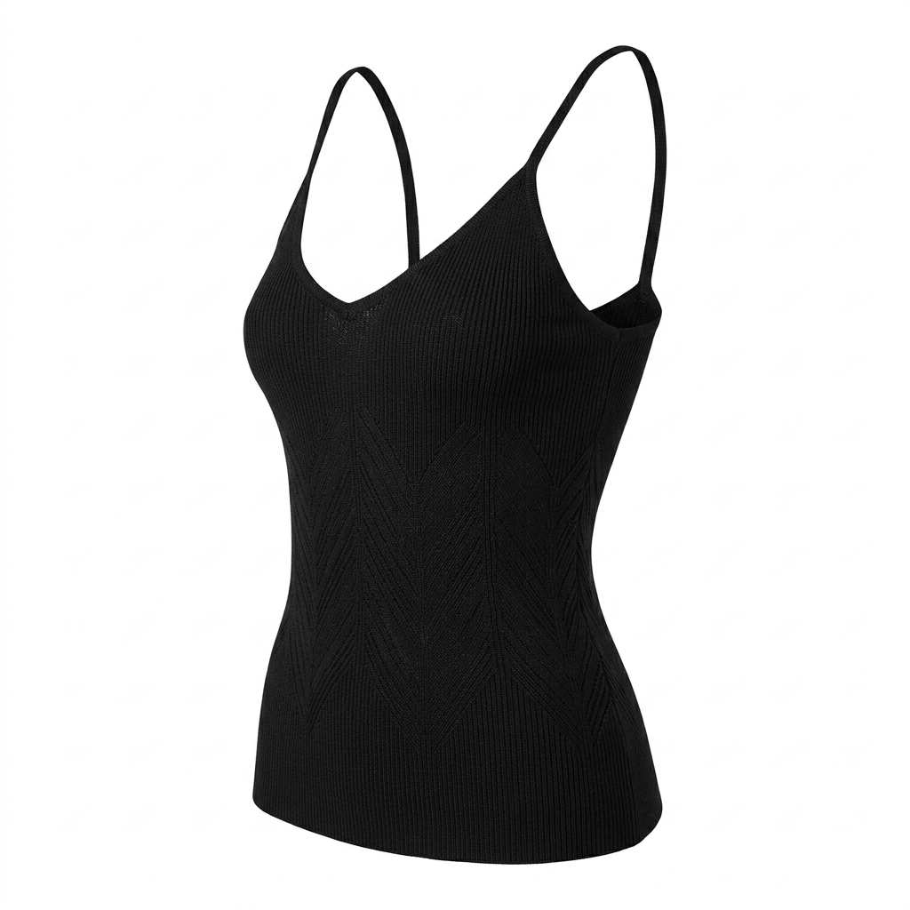 Black Knit Thin Tank Top - XS