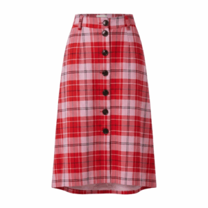 Check Print Buttoned Mid Skirt - 36